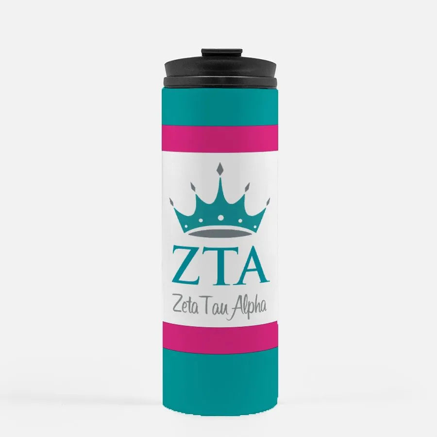 Zeta Tau Alpha Tumbler Thermal Tumbler 16 oz. - Stripes | Water Bottle | Travel Mug | Festive Fit Home