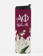 Alpha Phi Black Thermal Tumbler - Lillies 16 oz. | Travel Mug | APhi Gifts