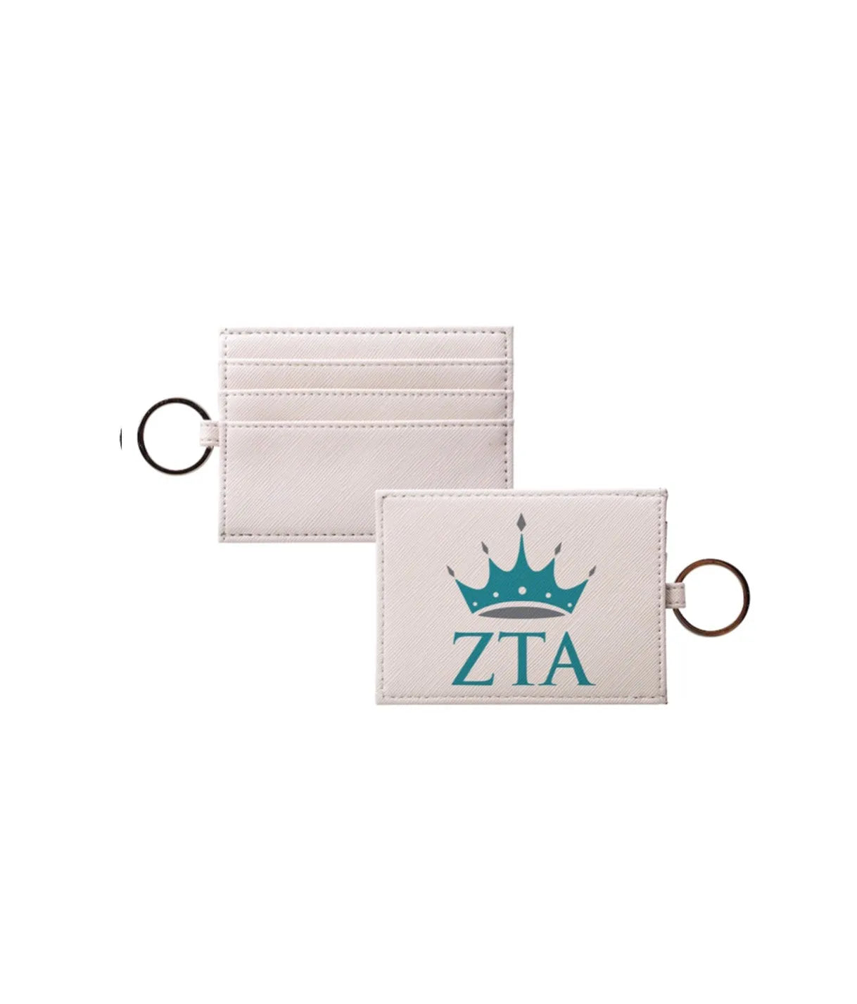 Zeta Tau Alpha Vegan Saffiano Leather Card Holder - Crown Travel Wallet