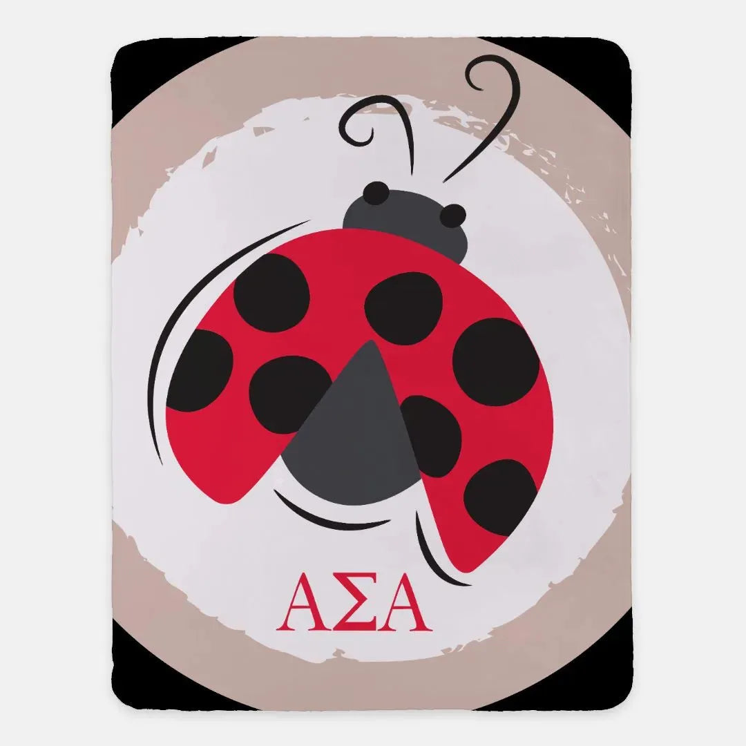Alpha Sigma Alpha XL 60x80 Sherpa Throw Blanket - Dot the Ladybug Throw Blankets