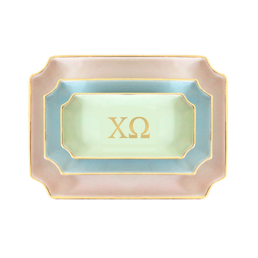 Chi Omega Gold Monogram Decorative Tray | Chi O Big Little Gifts