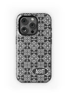 Alpha Omicron Pi iPhone 16, 15, 14 Mobile Phone Case - Black Ornate