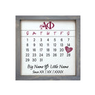 Alpha Phi Personalized Big Little Calendar Framed Sign - 12x12