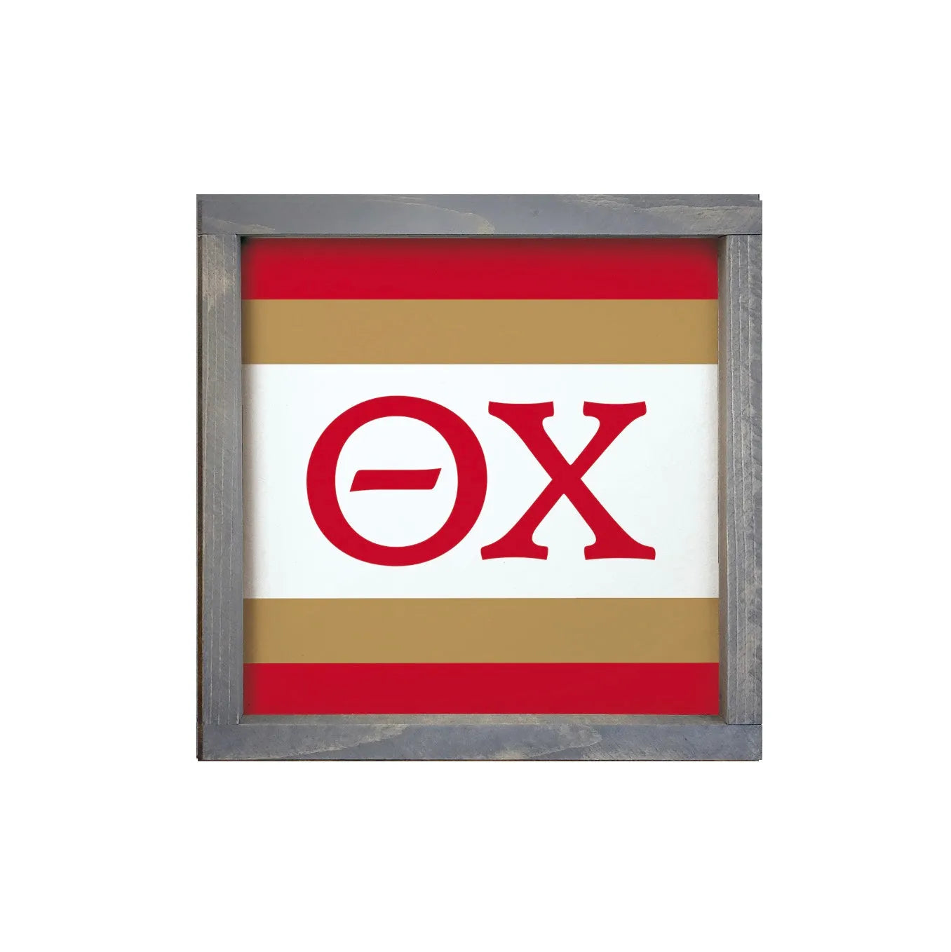 Theta Chi 12x12 Wood Framed Sign - Stripes Weathered Gray Wall Art & Signs