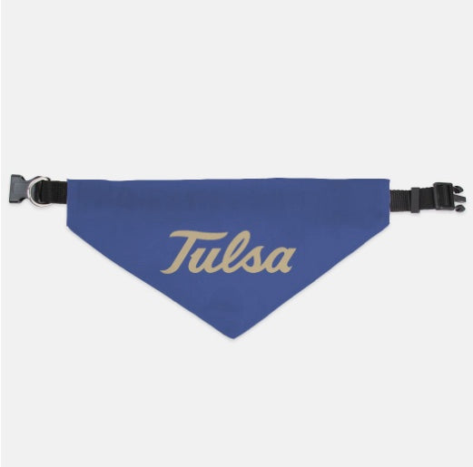 University of Tulsa Collar Pet Bandana  Blue | Custom Pet Gear | Gifts