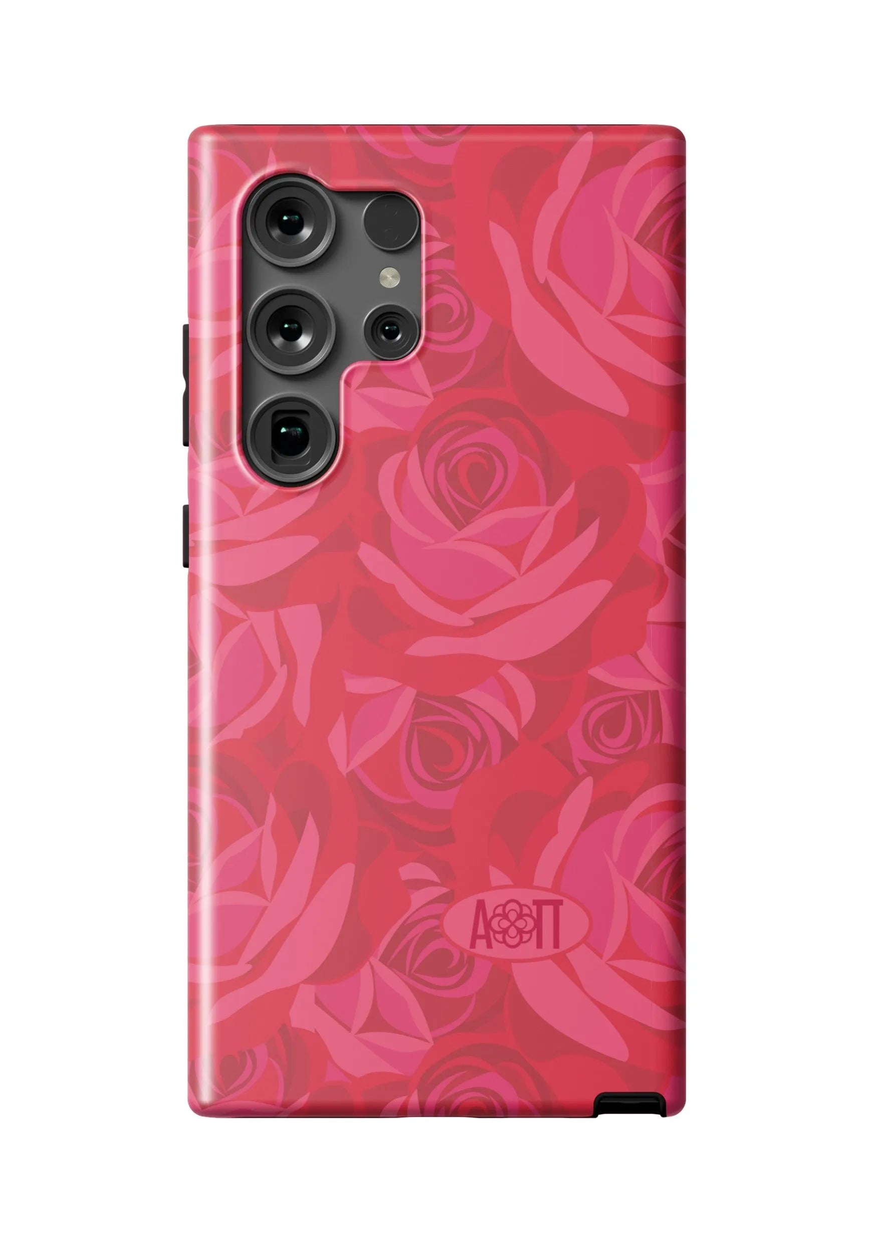 Alpha Omicron Pi Samsung Galaxy 24, 23 Mobile Phone Case - Rose Patter…