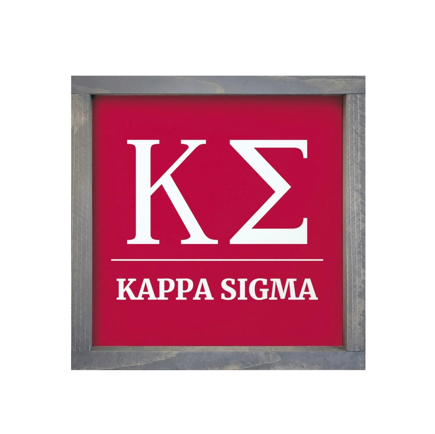 Kappa Sigma 12x12 Wood Framed Sign - Greek Letters Red Weathered Gray Wall Art & Signs