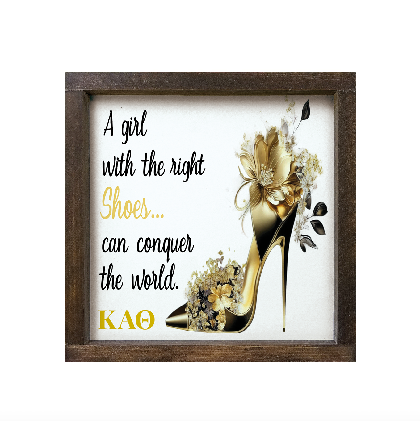 Kappa Alpha Theta 12x12 Wood Framed Sign - The Right Shoes | Wall Art