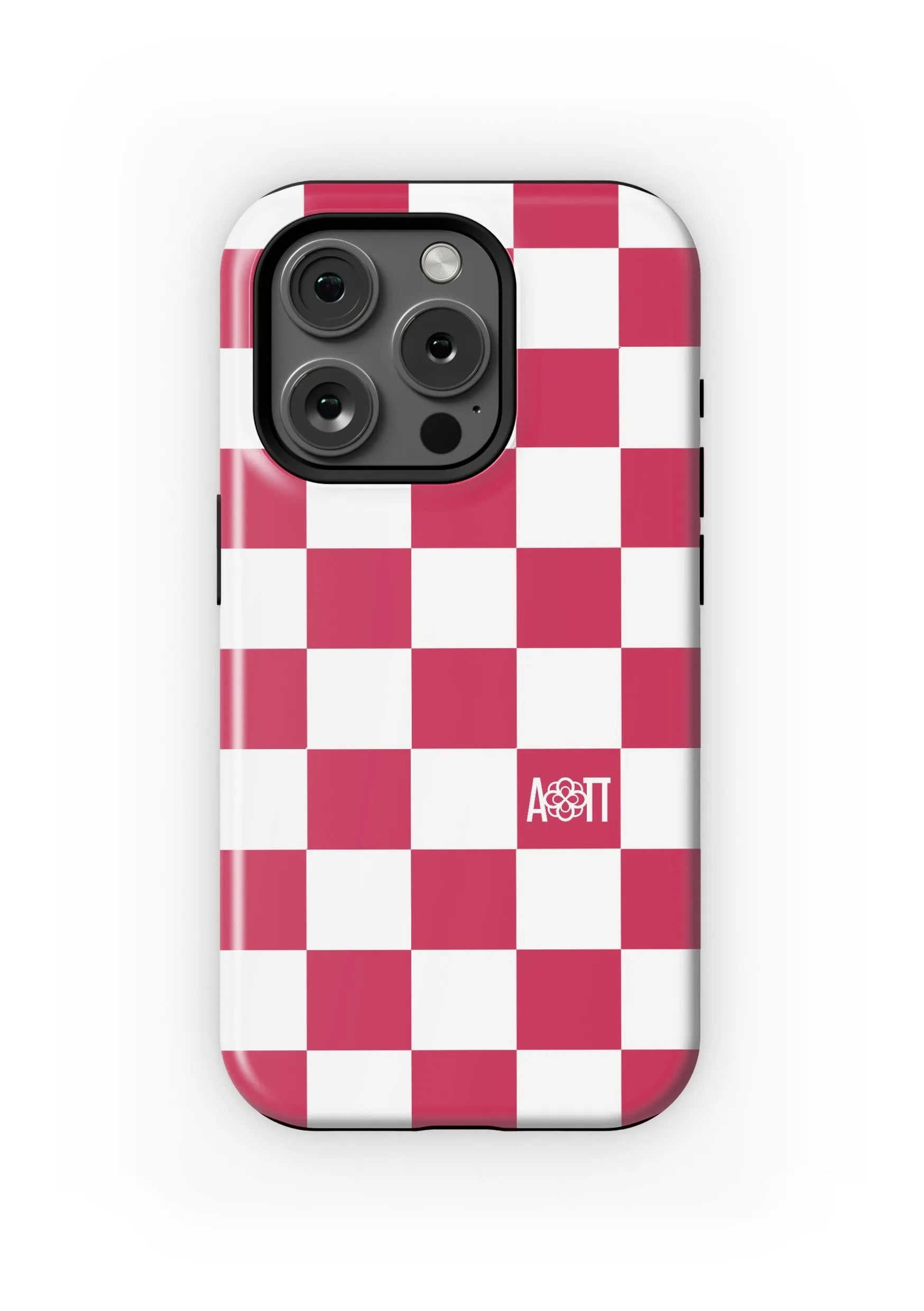 Alpha Omicron Pi iPhone 16, 15, 14 Mobile Phone Case - Red Check

