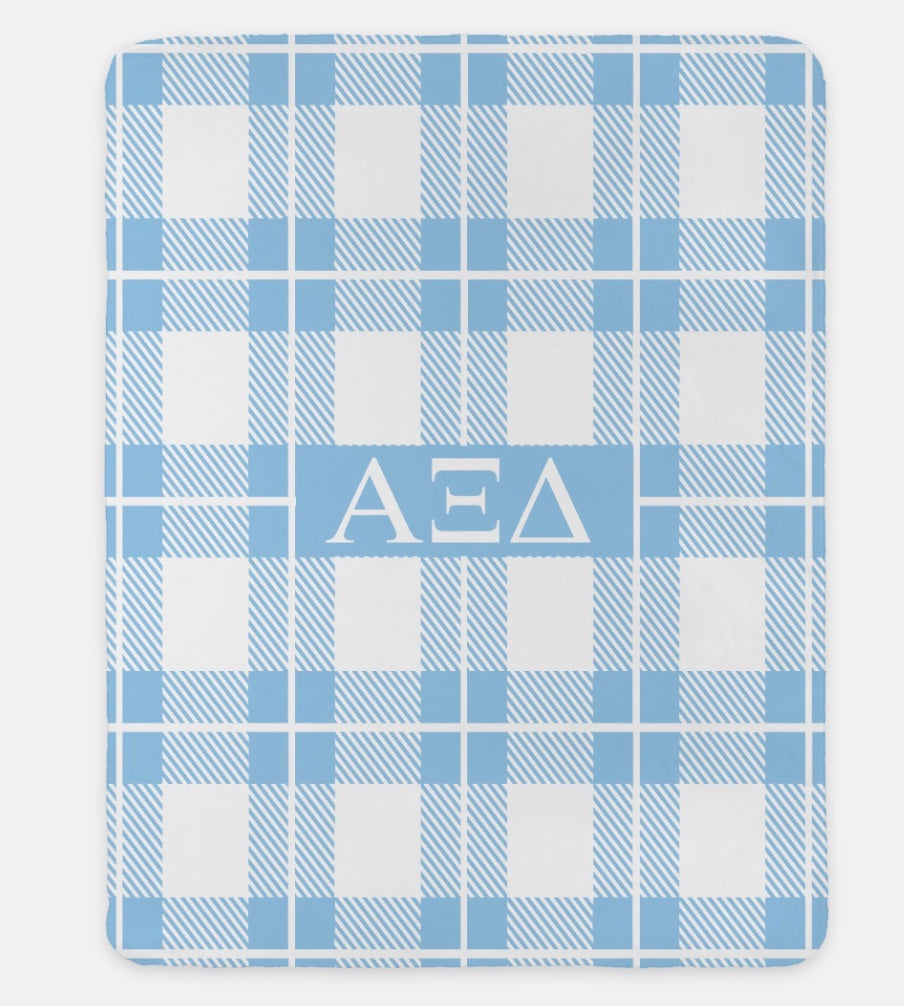 Alpha Xi Delta XL 60x80 Sherpa Throw Blanket -Plaid | AXiD Gifts