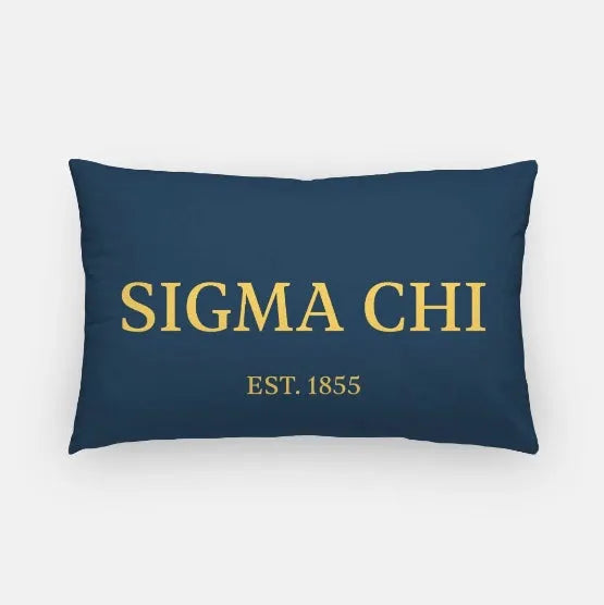 Sigma Chi Lumbar Pillow Cover - 1855 Deep Blue Gold Pillow Covers