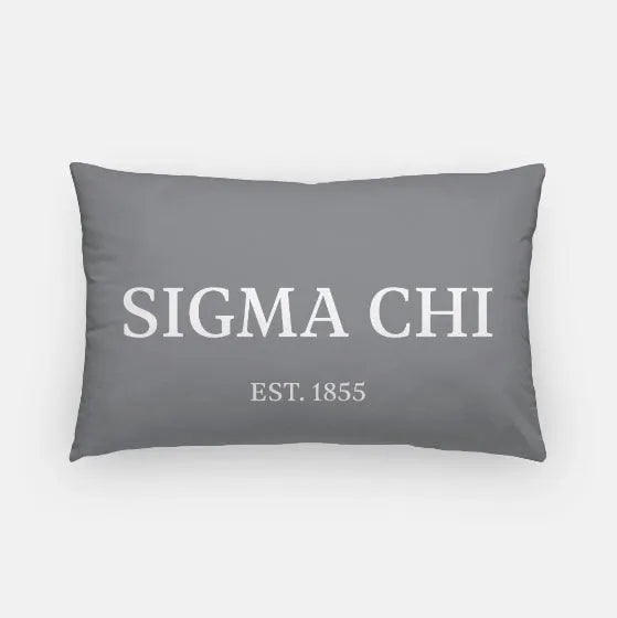 Sigma Chi Lumbar Pillow Cover - 1855 Gray Pillow Covers