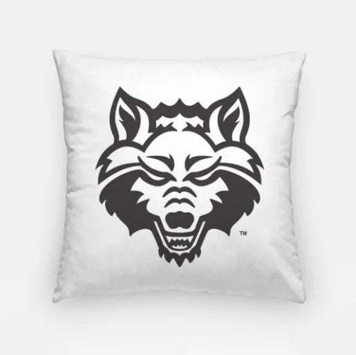 Arkansas State 18" Wolf Head Throw Pillow Cover White Black Pillow Covers