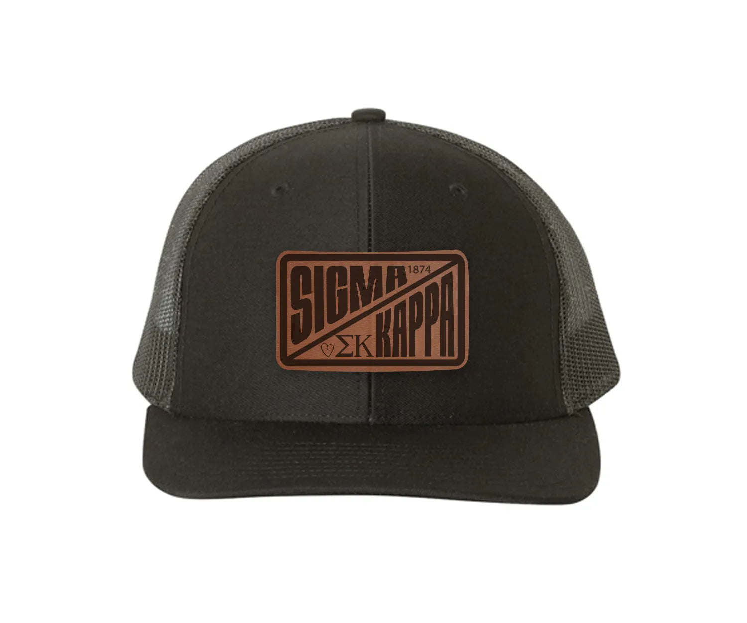 Sigma Kappa Richardson 112 Leatherette Patch Trucker Hat - Divide Black Black Trucker Hat