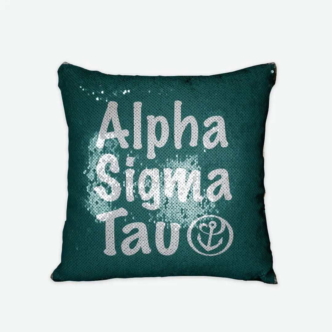 Alpha Sigma Tau Sequin Pillow Cover | Custom Gifts and Dorm Decor