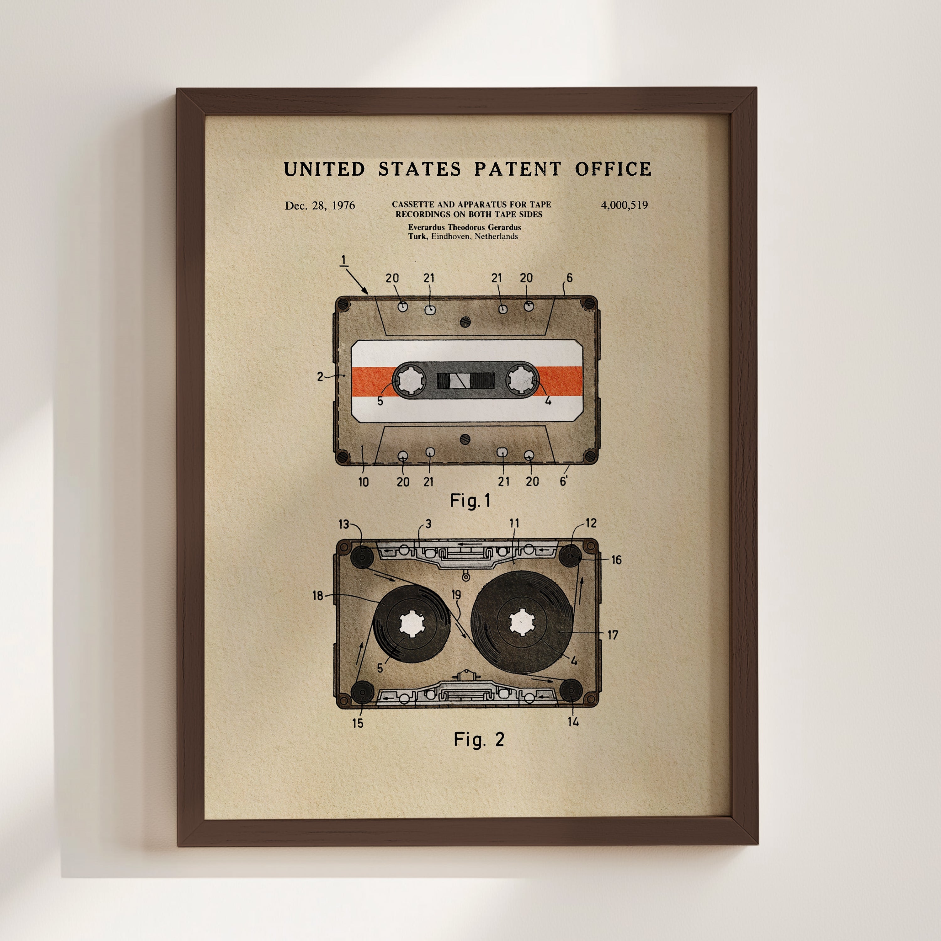 Cassette Tape Archival US Patent | Music Themed Dorm Decor | Wall Art