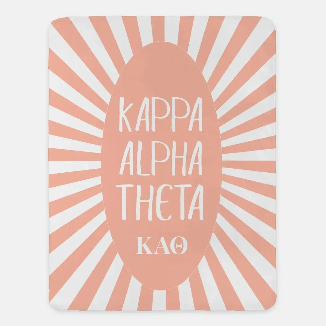 Kappa Alpha Theta XL 60x80 Sherpa Throw Blanket - Pink Starburst Throw Blankets