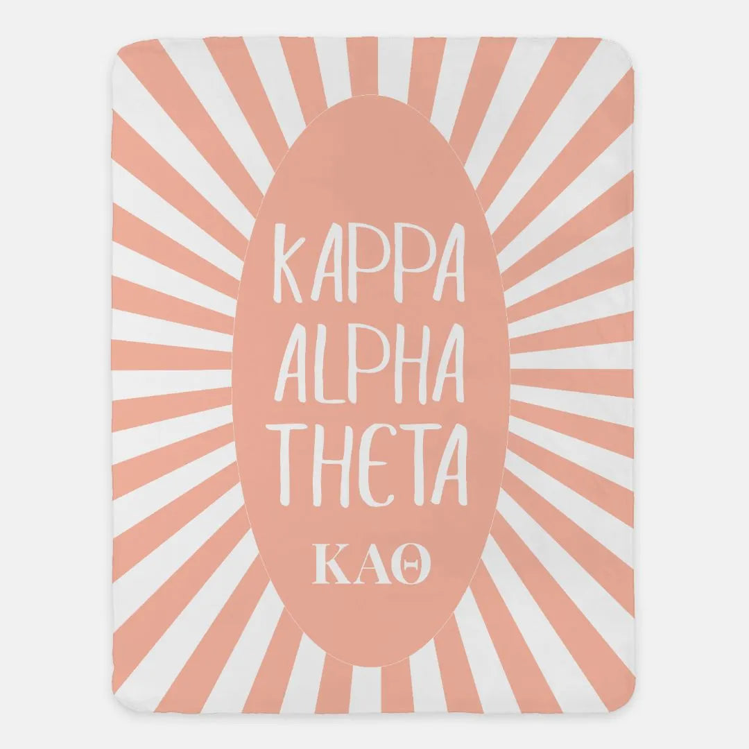 Kappa Alpha Theta Sherpa Blanket XL 60x80  Pink Starburst | Gifts