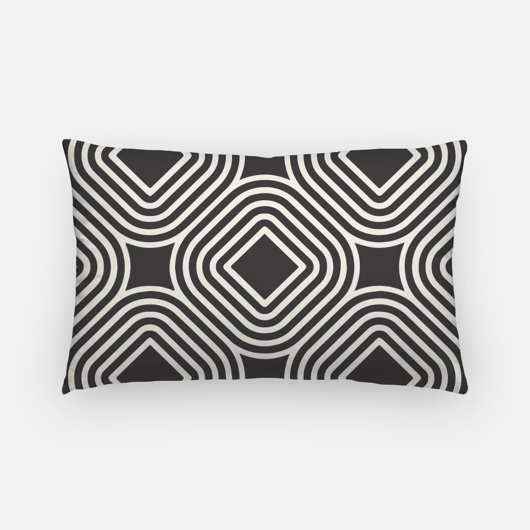 Black & White Geometric Lumbar Throw Pillow Cover | Custom Dorm Decor