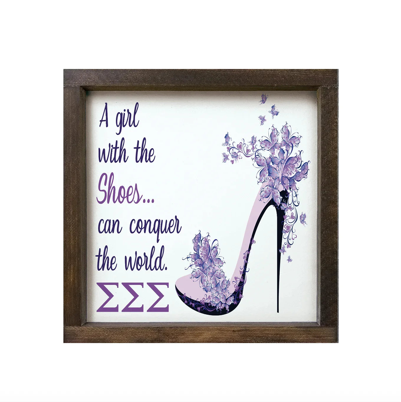 Tri Sigma 12x12 Wood Framed Sign - The Right Shoes | Wall Art
