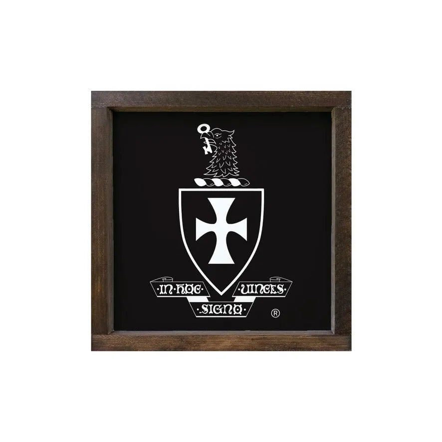 Sigma Chi 12x12 Wood Framed Sign - Coat of Arms Black Walnut Stain Wall Art & Signs