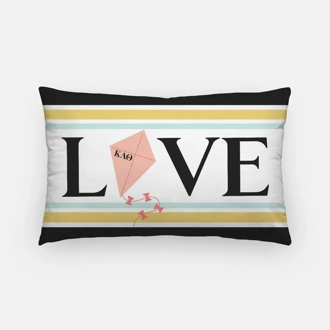 Kappa Alpha Theta Lumbar Pillow Throw Cover - "LOVE" Kite Pillow Covers