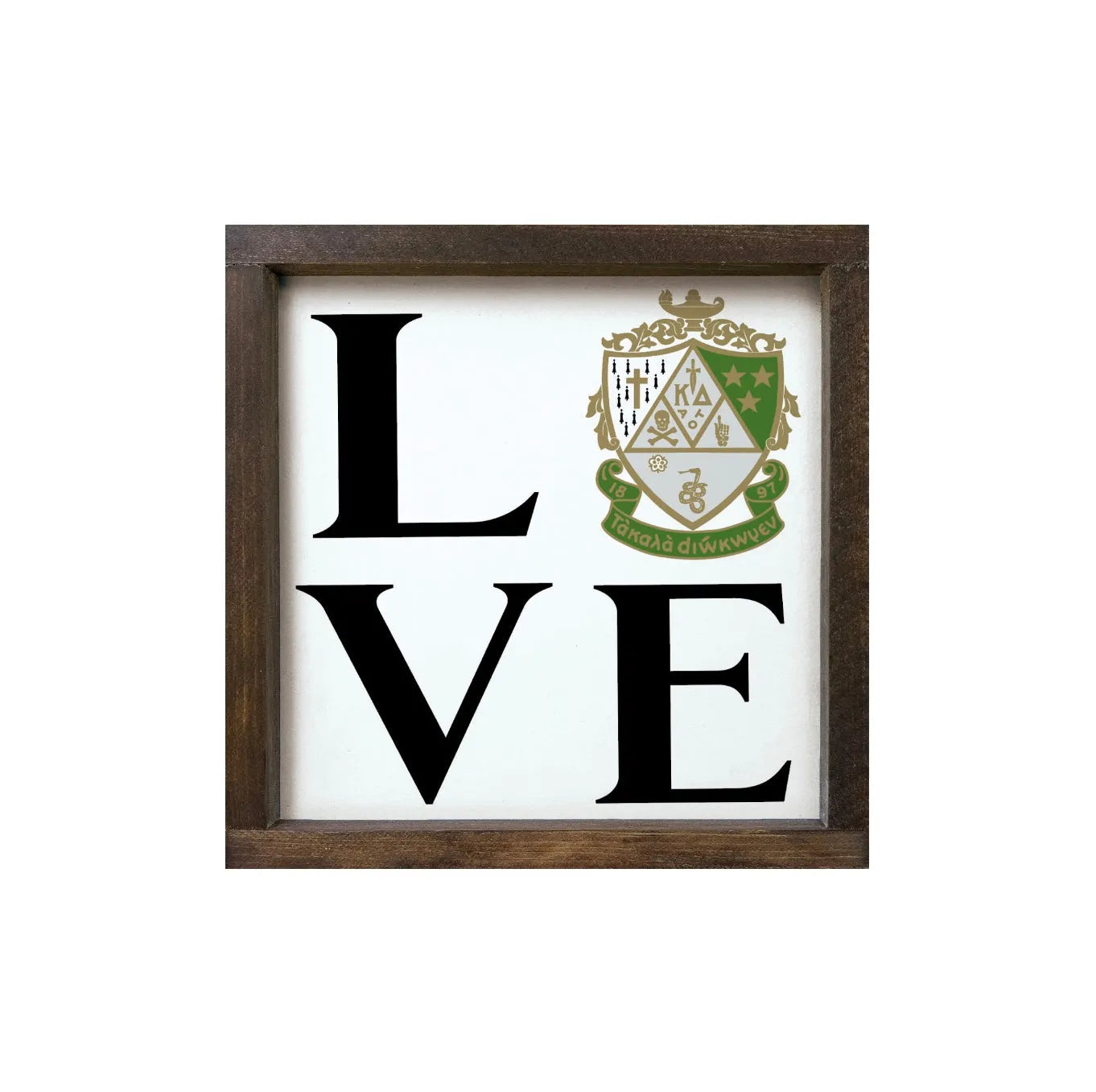 Kappa Delta 12x12 Wood Framed Sign - "LOVE" Crest Wall Art & Signs