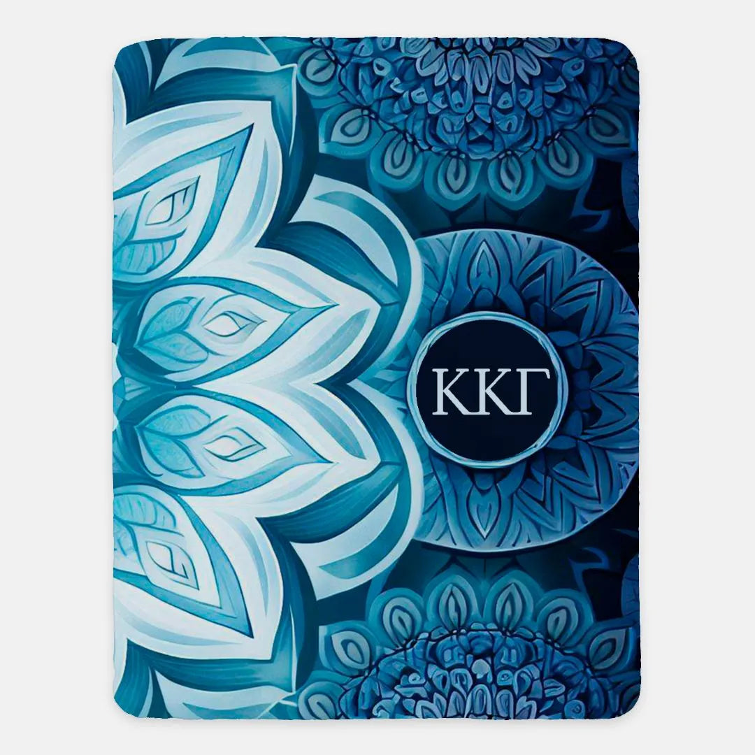 Kappa Kappa Gamma Sherpa Blanket - Blue Mandala 60"x80" | Custom Gifts