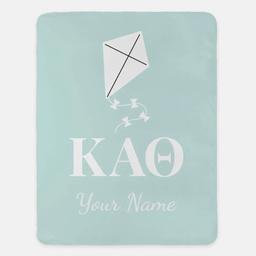 Personalized Kappa Alpha Theta XL 60x80 Sherpa Blanket Blue Throw Blankets