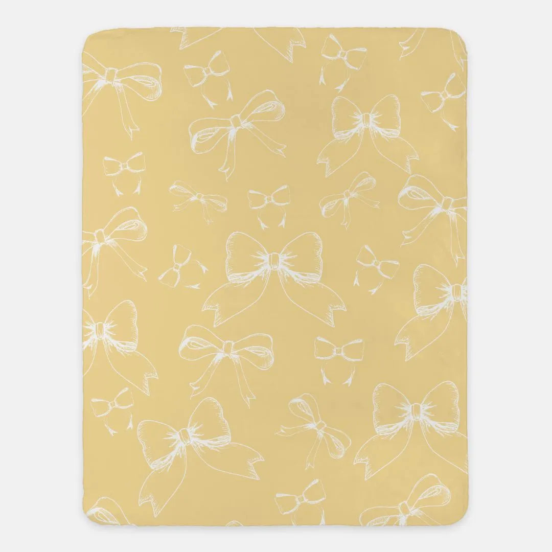 Bows XL 60x80 Sherpa Blanket Yellow Classic Throw Blankets