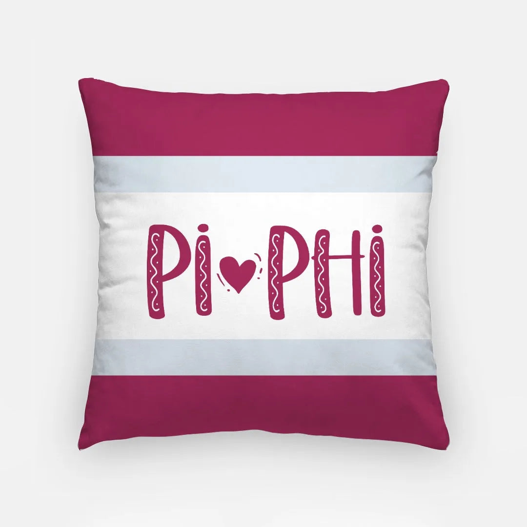 Pi Phi Pillow Cover - Stripes 18" | Official Merchandise | Custom Gifts | Festive Fit Hot