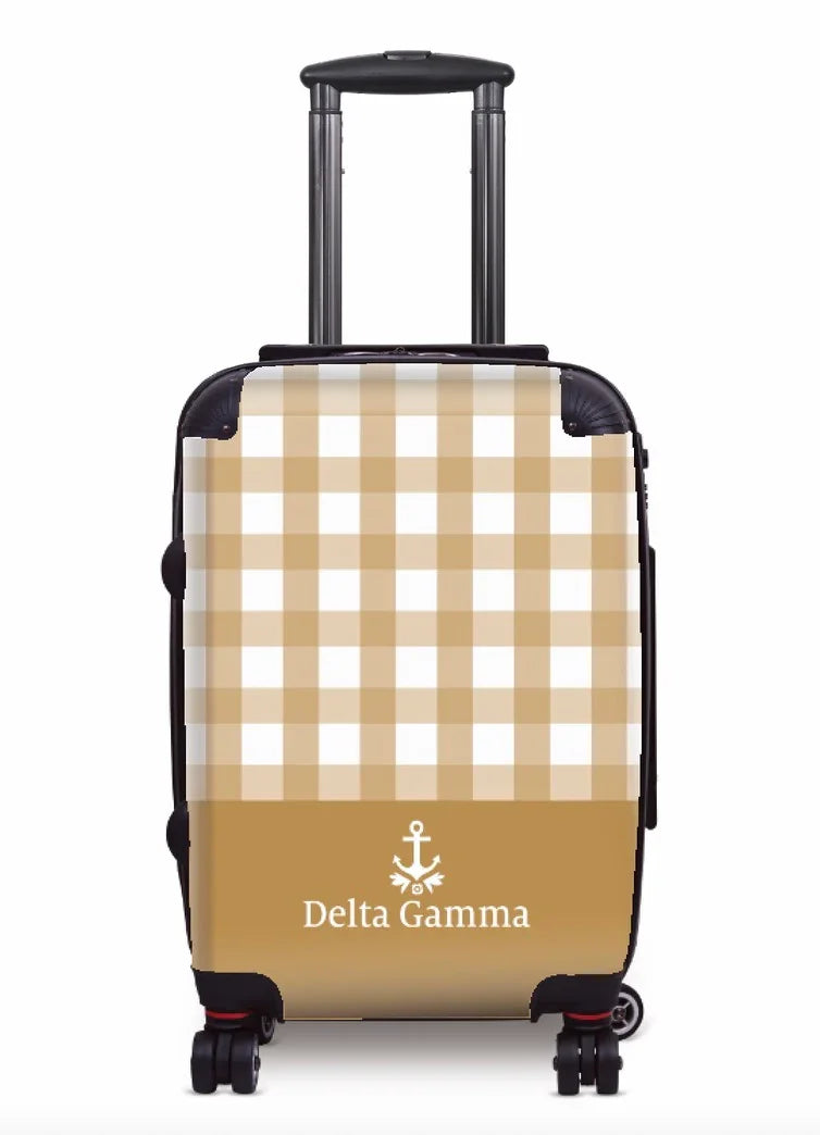 Delta Gamma Carry-on Suitcase - Gingham Bronze Suitcases