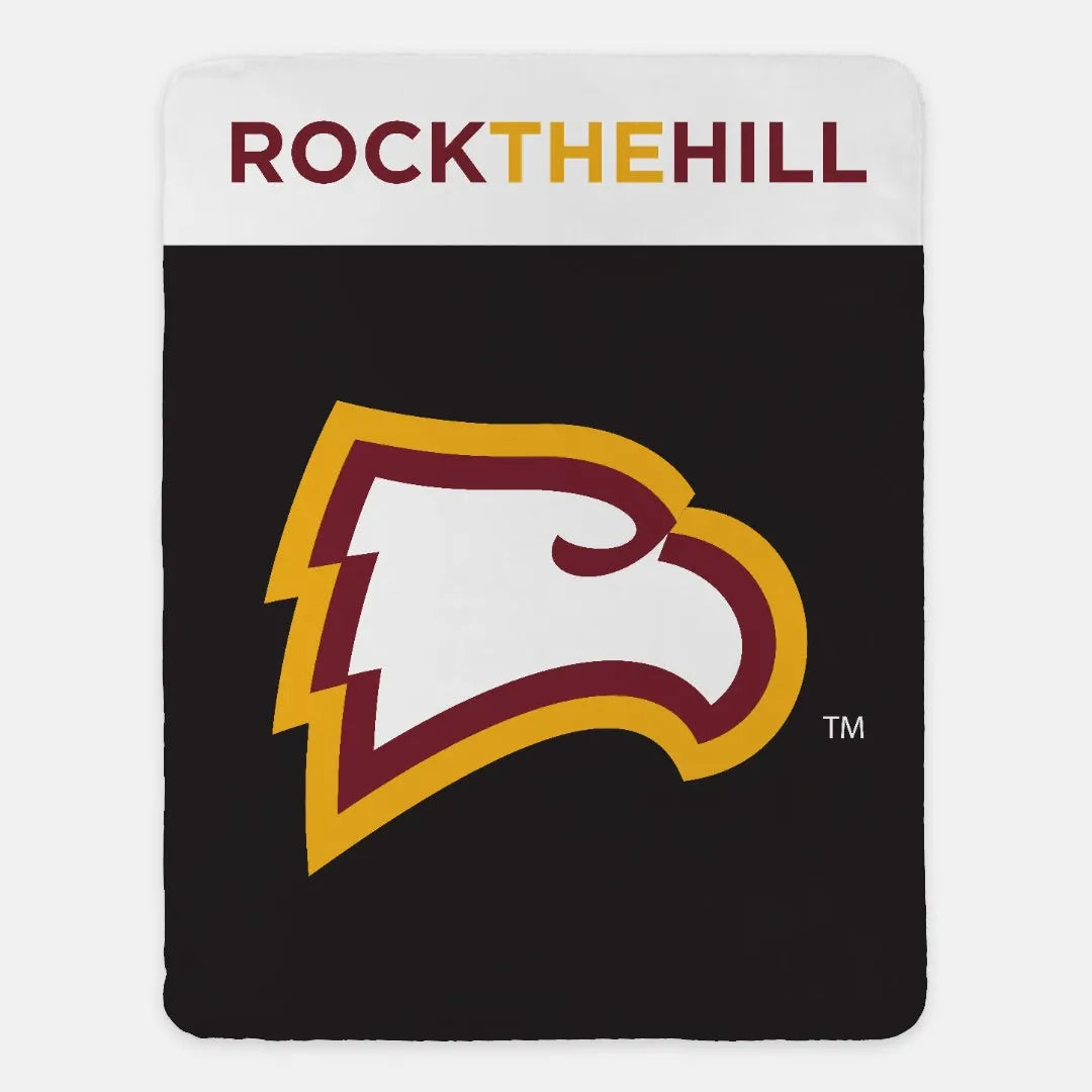 Winthrop University Blanket - Black Wide Band  60"x80" | Custom Gifts | Festive Fit Home