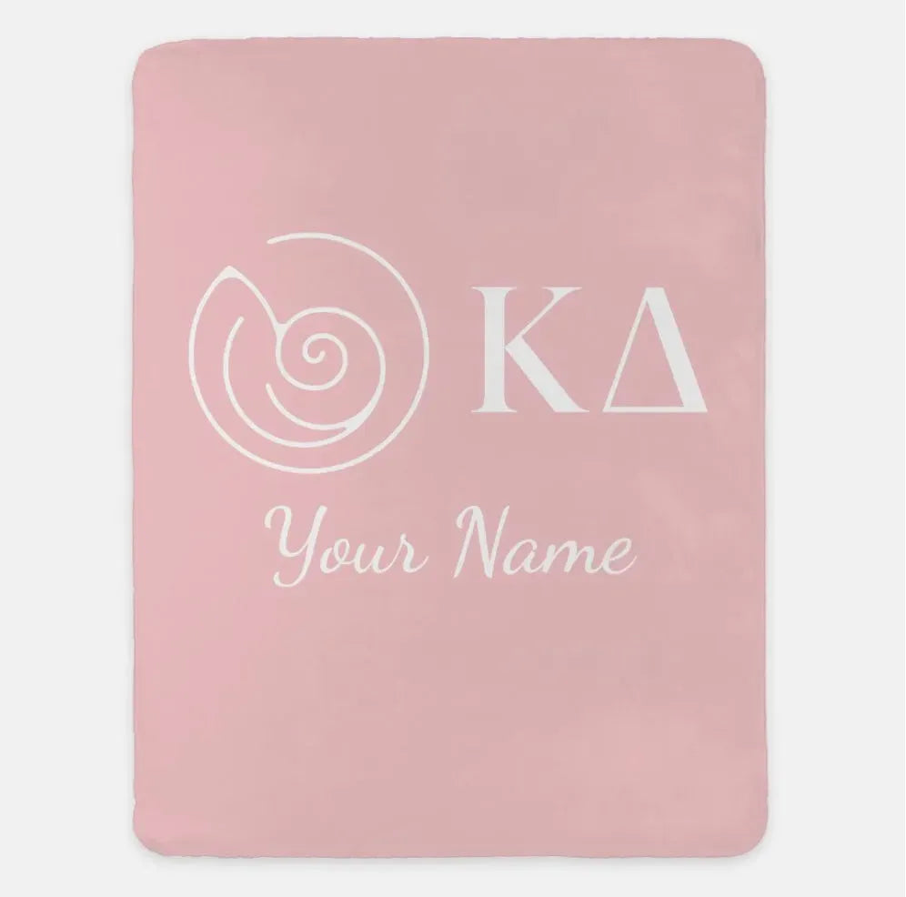 Personalized Kappa Delta XL 60x80 Sherpa Throw Blanket Blush Pink Throw Blankets