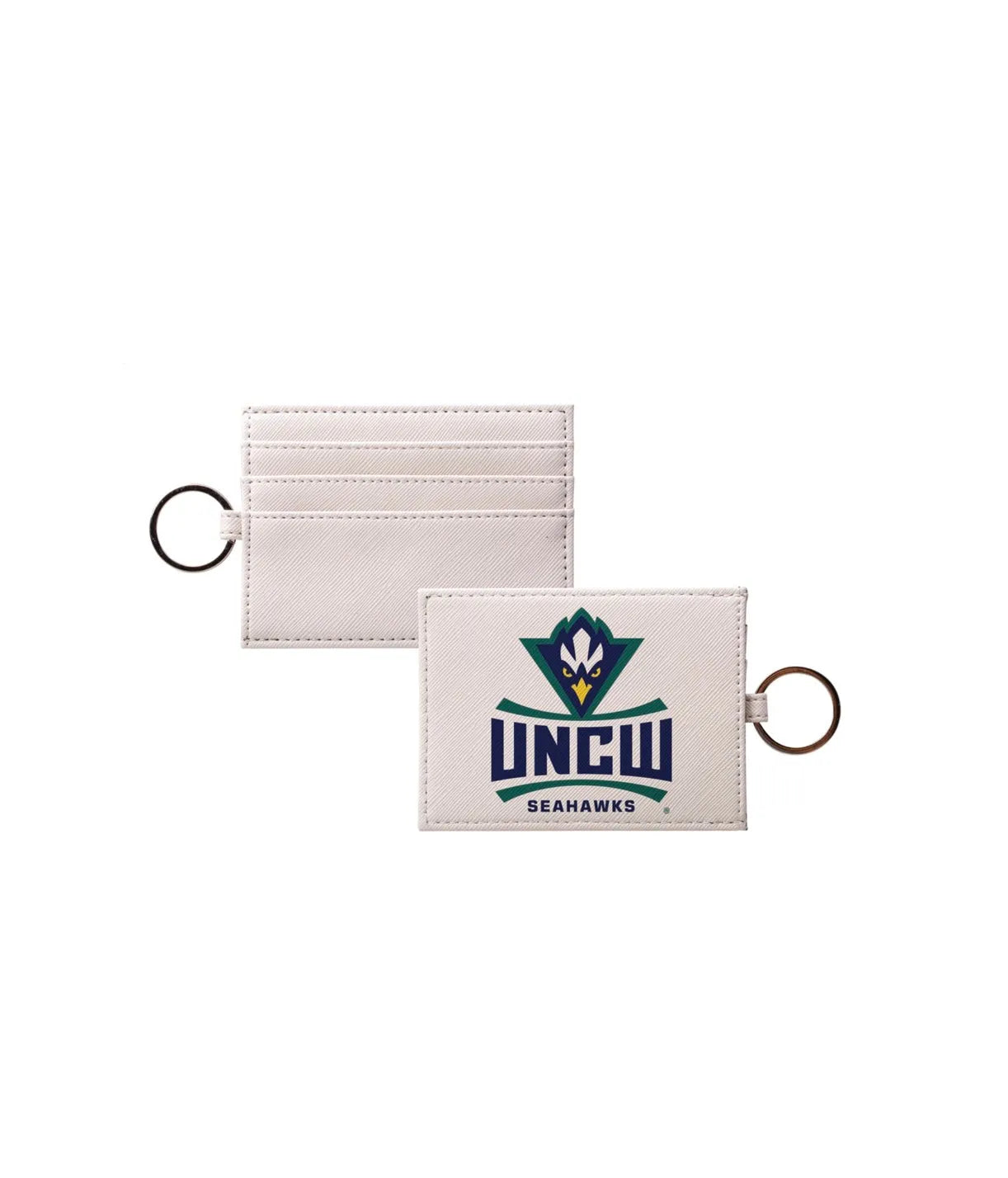 UNCW Keychain Card Holder - Vegan Leather Saffiano Finish Full Color Travel Wallet