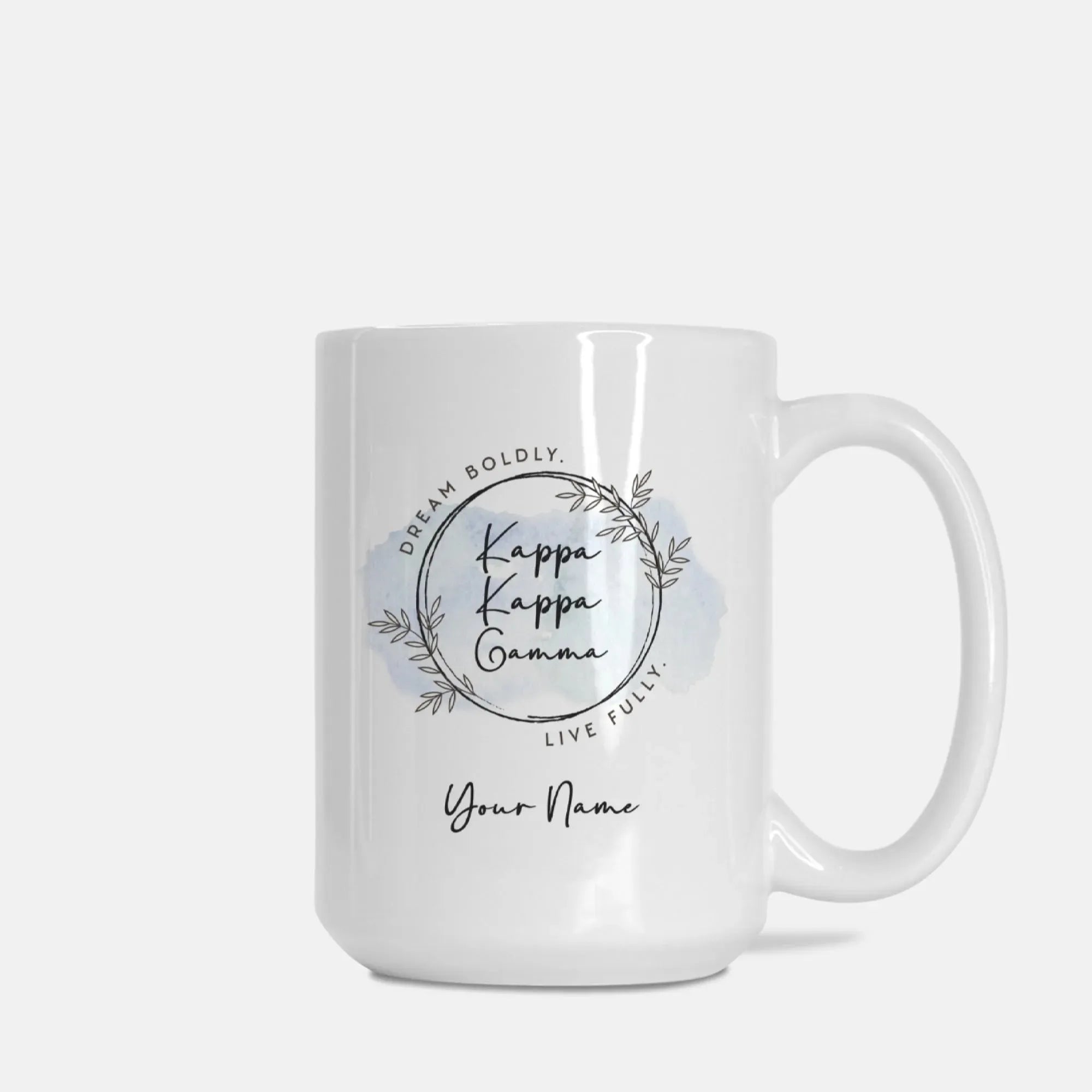 Kappa Kappa Gamma Personalized Deluxe Mug 15oz - Wreath Drinkware