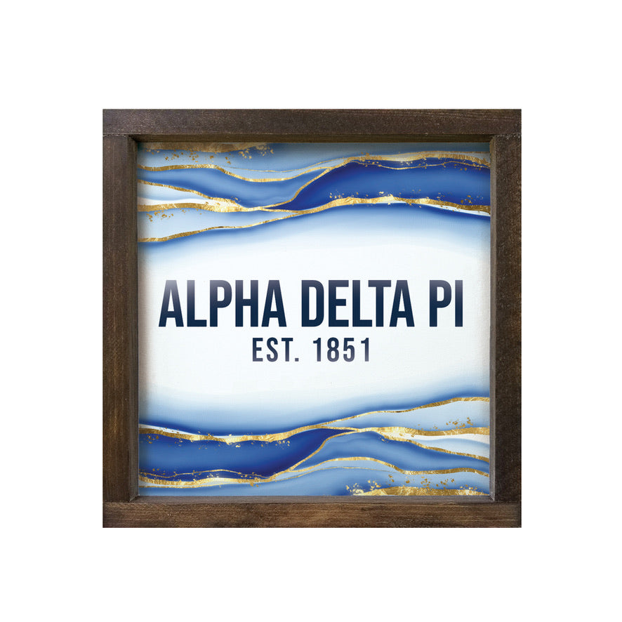 Alpha Delta Pi 12x12 Wood Framed Sign - Geode | Custom ADPi Wall Art