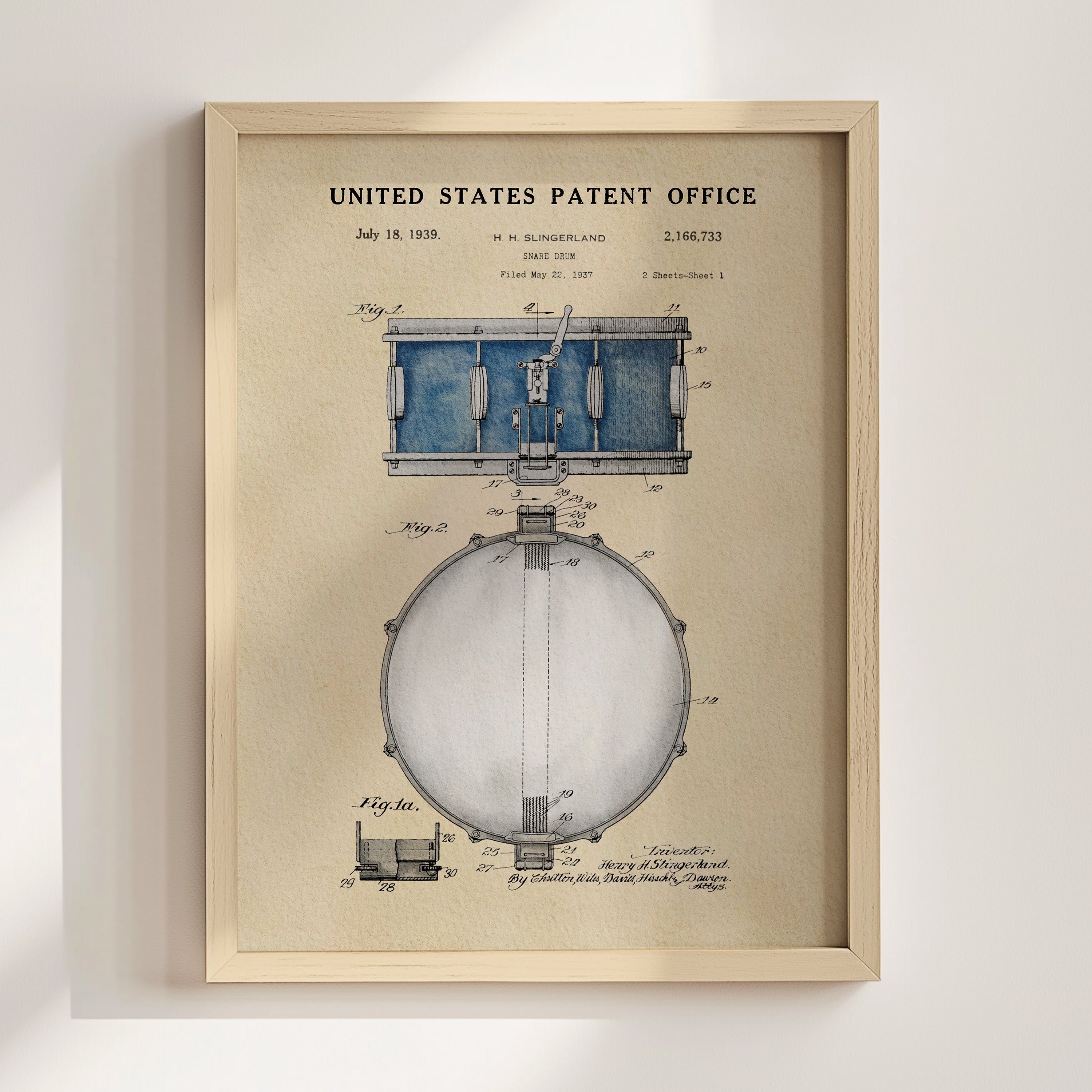 Snare Drum US Patent Art Print | Wall Art | Music-Themed Dorm Decor