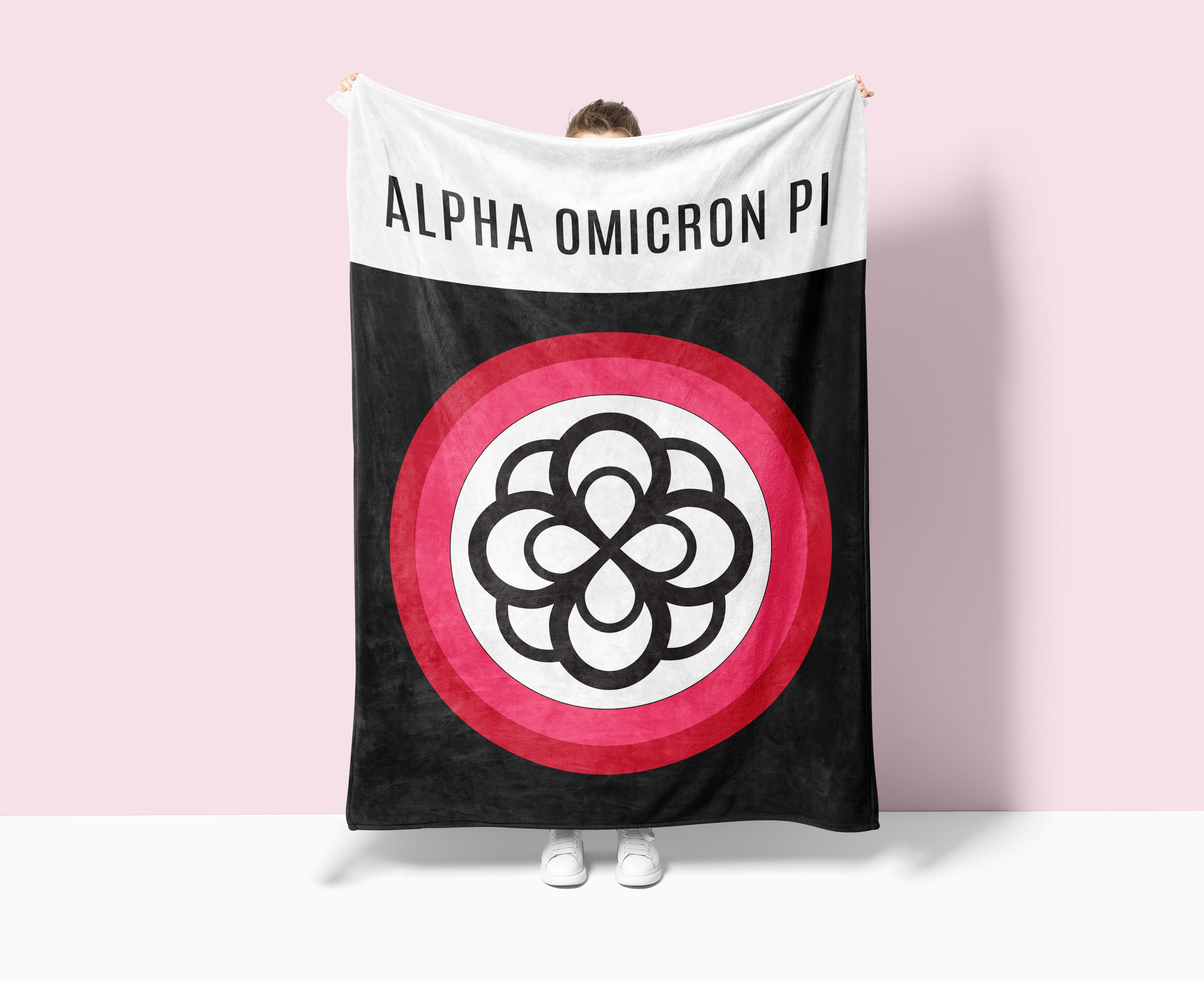 Alpha Omicron Pi XL 60x80 Blanket Infinity Rose Wide Band | AOII Gifts