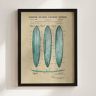 Surfboards US Patent Wall Art Print | Coastal Theme Dorm Decor - Campus Greek Fit