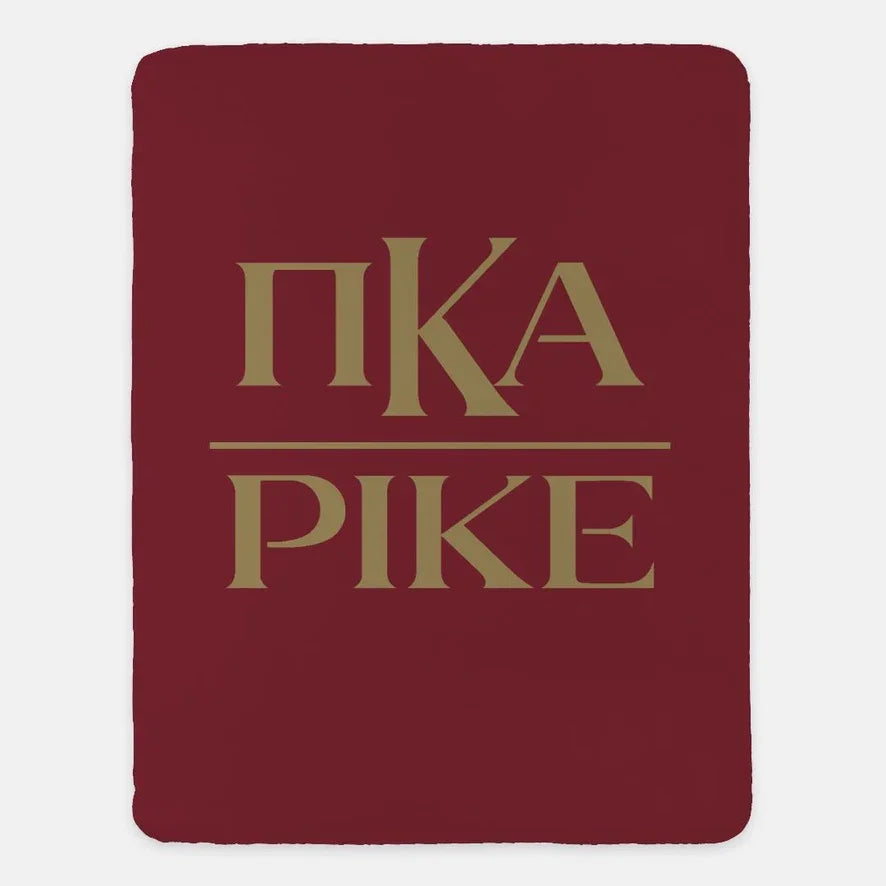 PIKE XL 60x80 Sherpa Throw Blanket - Greek Letters Garnet Throw Blankets