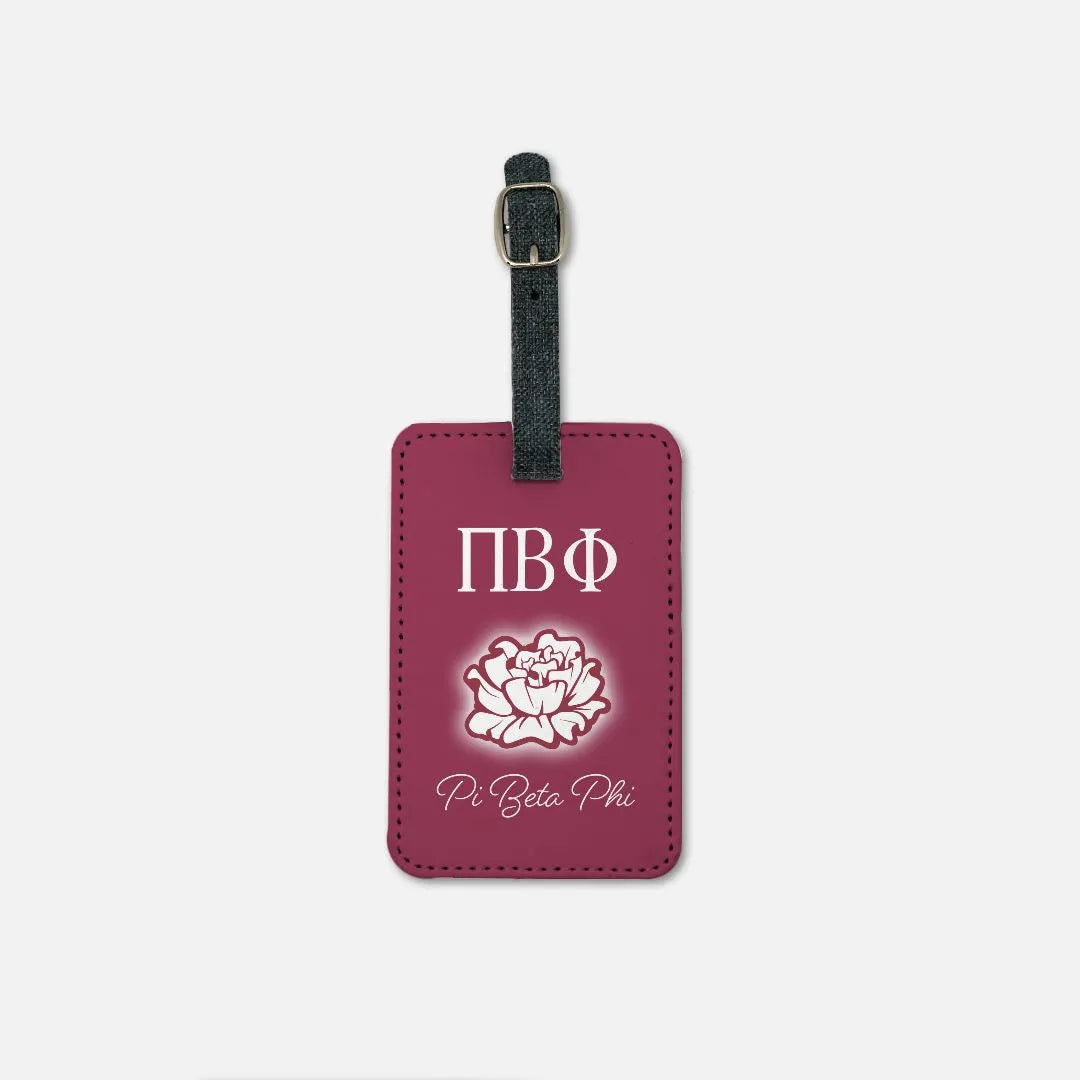 Pi Beta Phi Luggage Tag (Set of 2) - Carnation  | Travel Accessories | Festive Fit Home