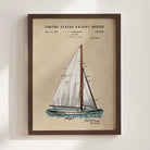 Herreshoff Sailboat US Patent Art Print | Nautical Coastal Dorm Decor