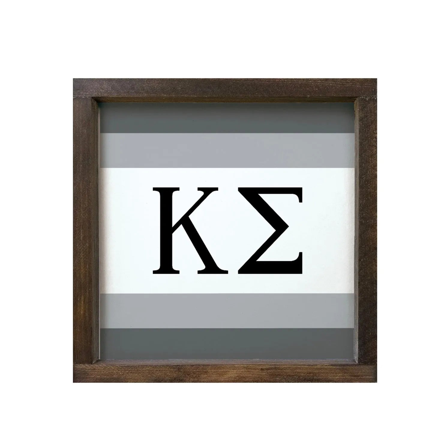Kappa Sigma 12x12 Wood Framed Sign - Stripes Gray Walnut Stain Wall Art & Signs