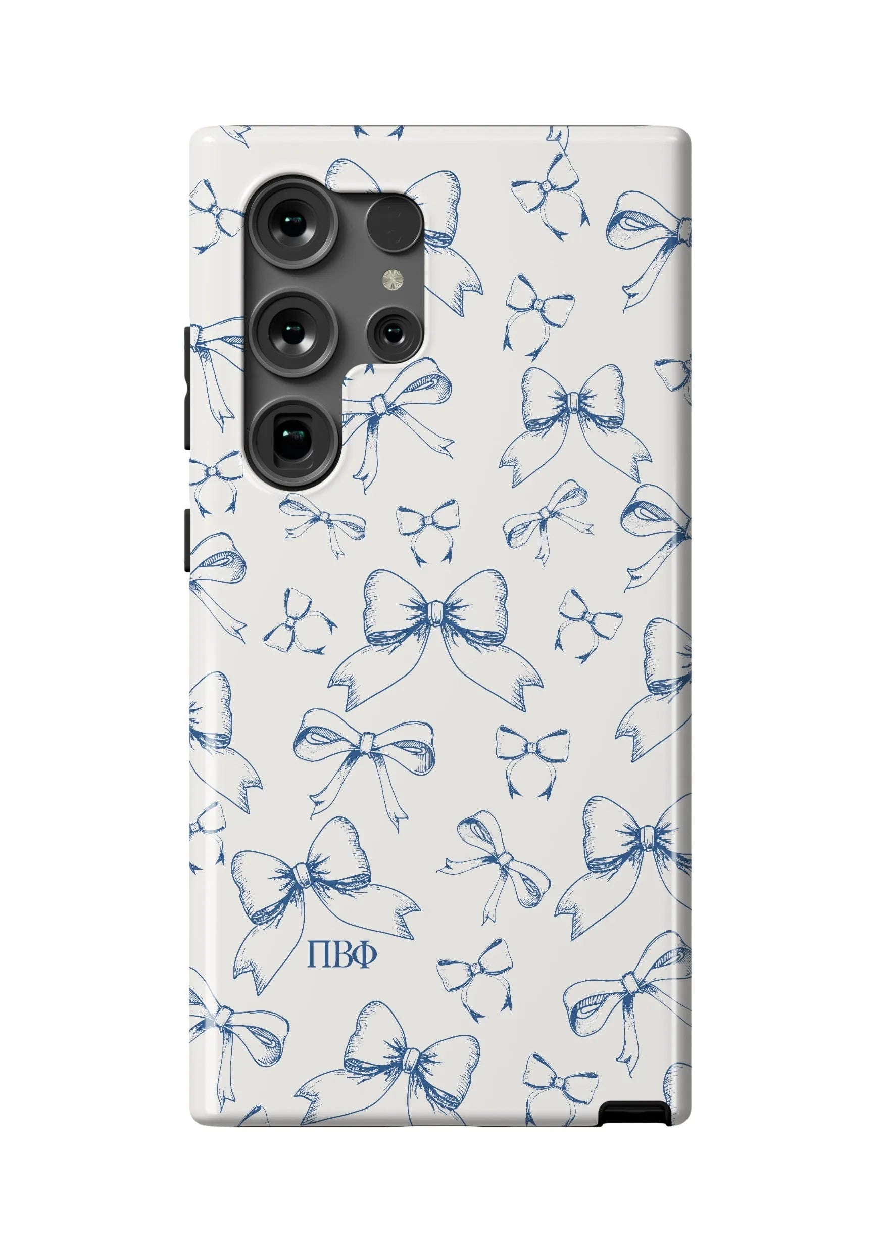 Pi Beta Phi Samsung Galaxy 24, 23 Mobile Phone Case - Blue Bows Gloss Mobile Phone Cases
