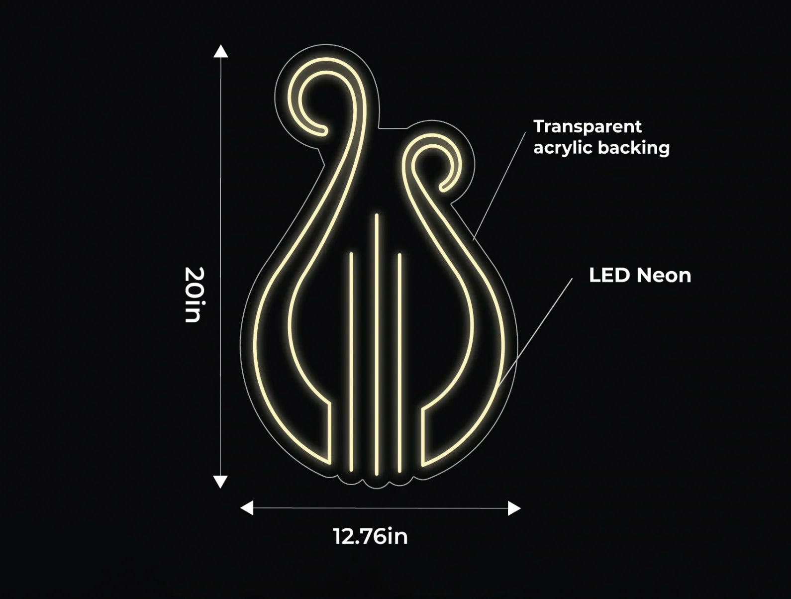 Alpha Chi Omega Lyre LED Neon Sign w/ Dimmer | AXO Dorm Wall Art