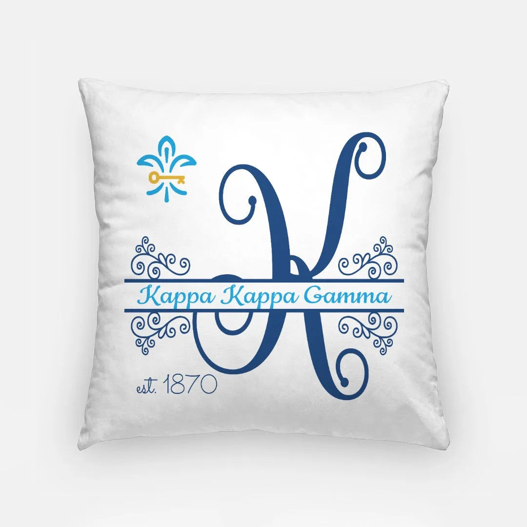 Kappa Kappa Gamma Monogram Pillow Cover 18" | Dorm Decor | Gifts | Festive Fit Home