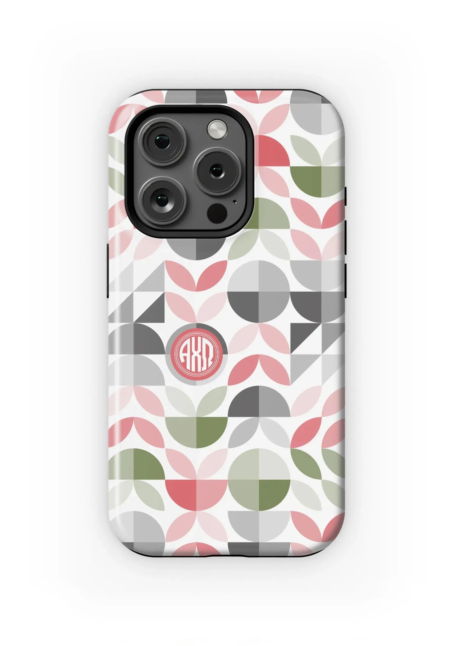 Alpha Chi Omega iPhone 16, 15, 14 Mobile Phone Case - Geo Petals Matte Mobile Phone Cases