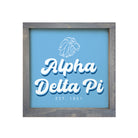 Alpha Delta Pi 12x12 Wood Framed Sign - Retro Alphie | ADPi Wall Art