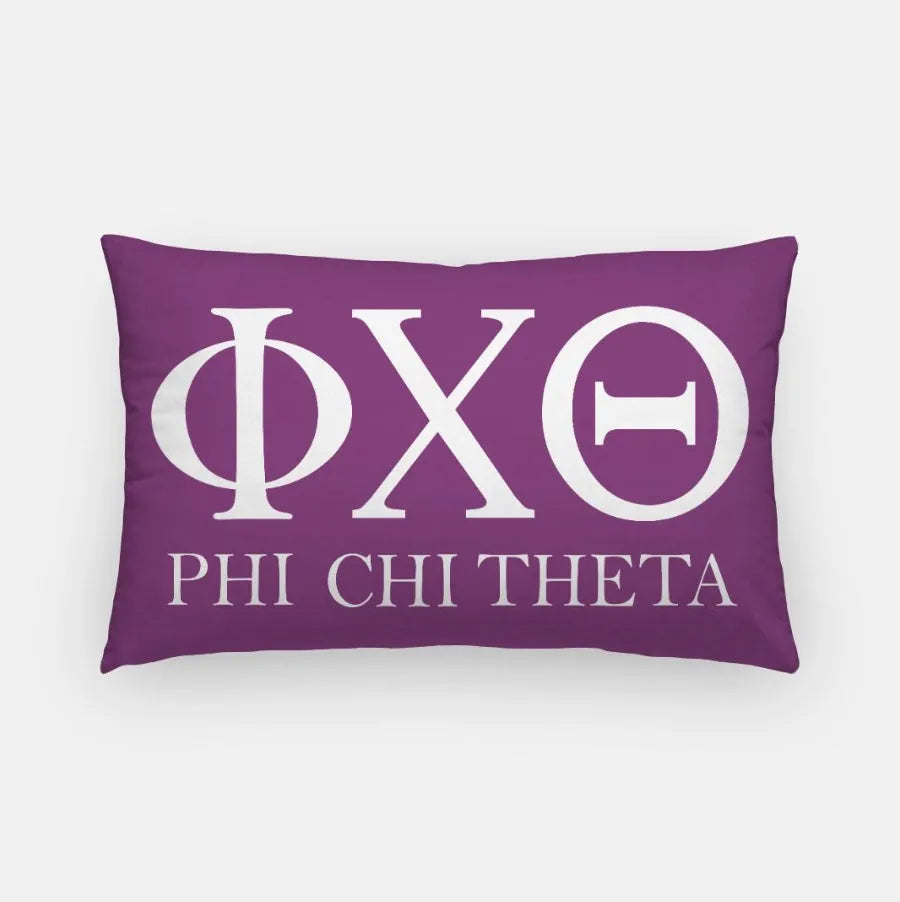 Phi Chi Theta Lumbar Pillow Cover - Solid Greek Letters | Dorm Decor